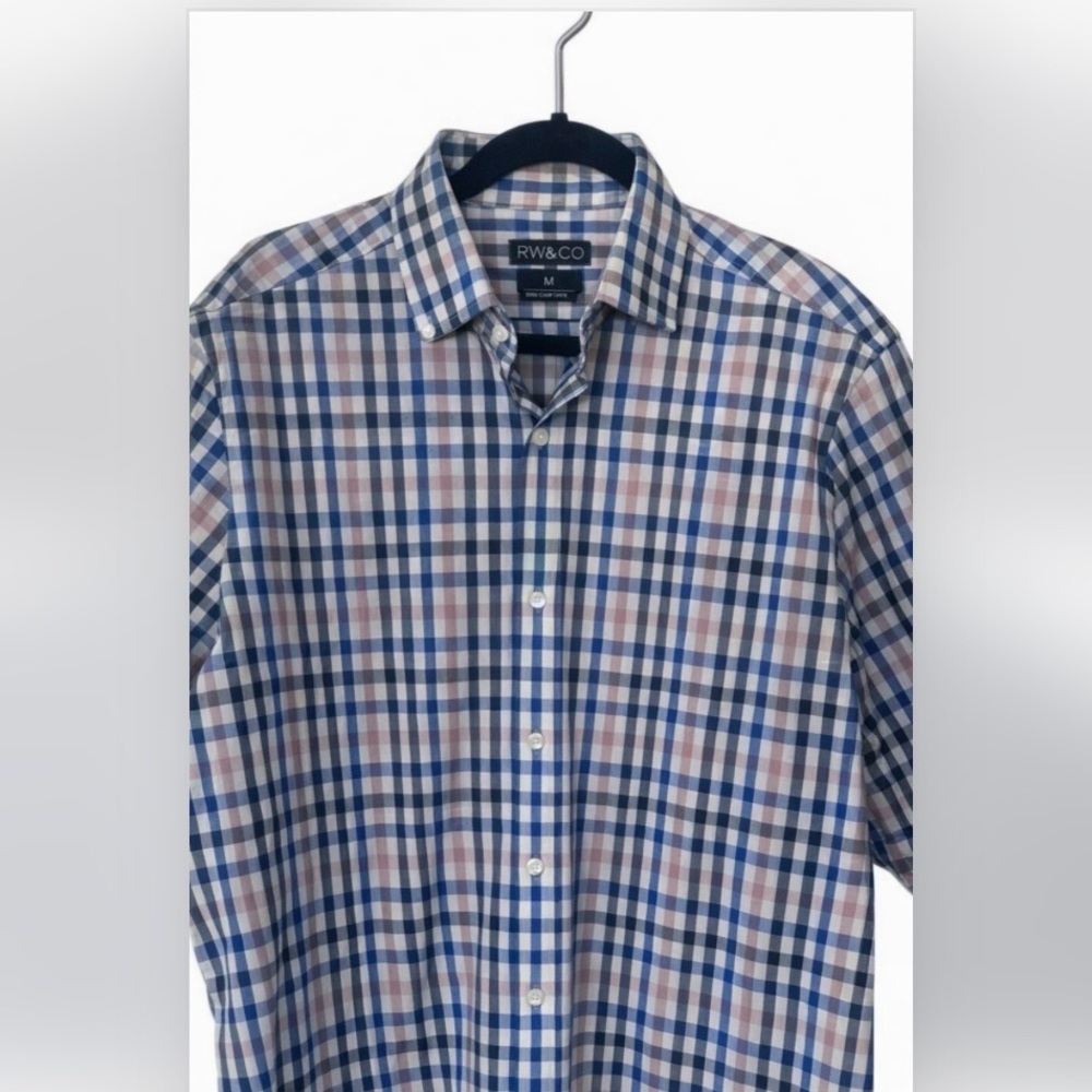 Long Sleeve Plaid Button Down Shirt Preppy Cotton Men’s Size M Academia - Picture 2 of 13